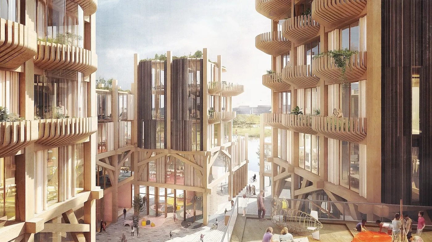 Snøhetta ve Heatherwick Studio'nun Sidewalk Toronto için hazırladığı masif ahşap projesi. Fotoğraf: Heatherwick Studio